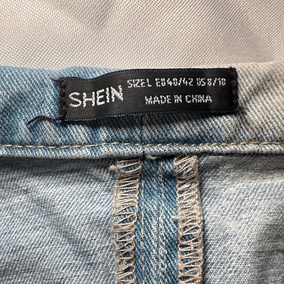 SHEIN Blue Two Tone Distressed Denim Jacket Women’s Size L - Picture 13 of 14